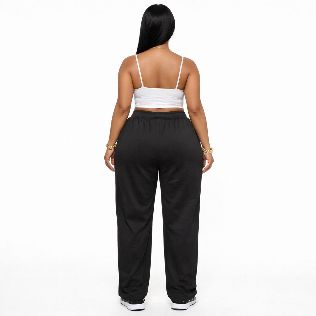 Black Graphic Sweatpants Drawstring Casual Streetwear Trousers
